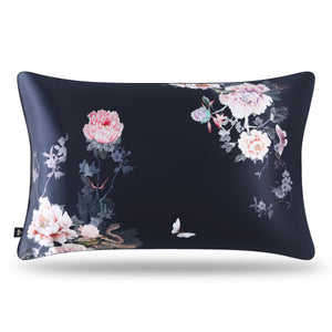 Mulberry Silk Pillowcase Black | Fleur Japonaise
