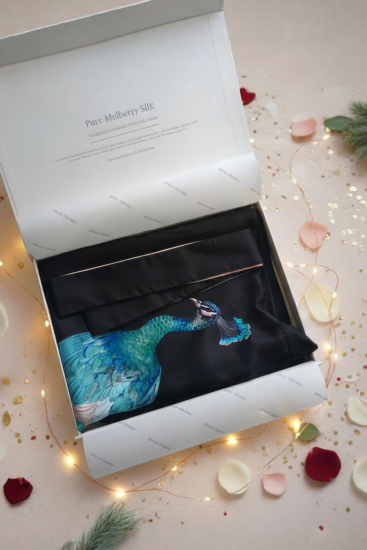 Silk Kimono Dressing Gown Black | Royal Peacock