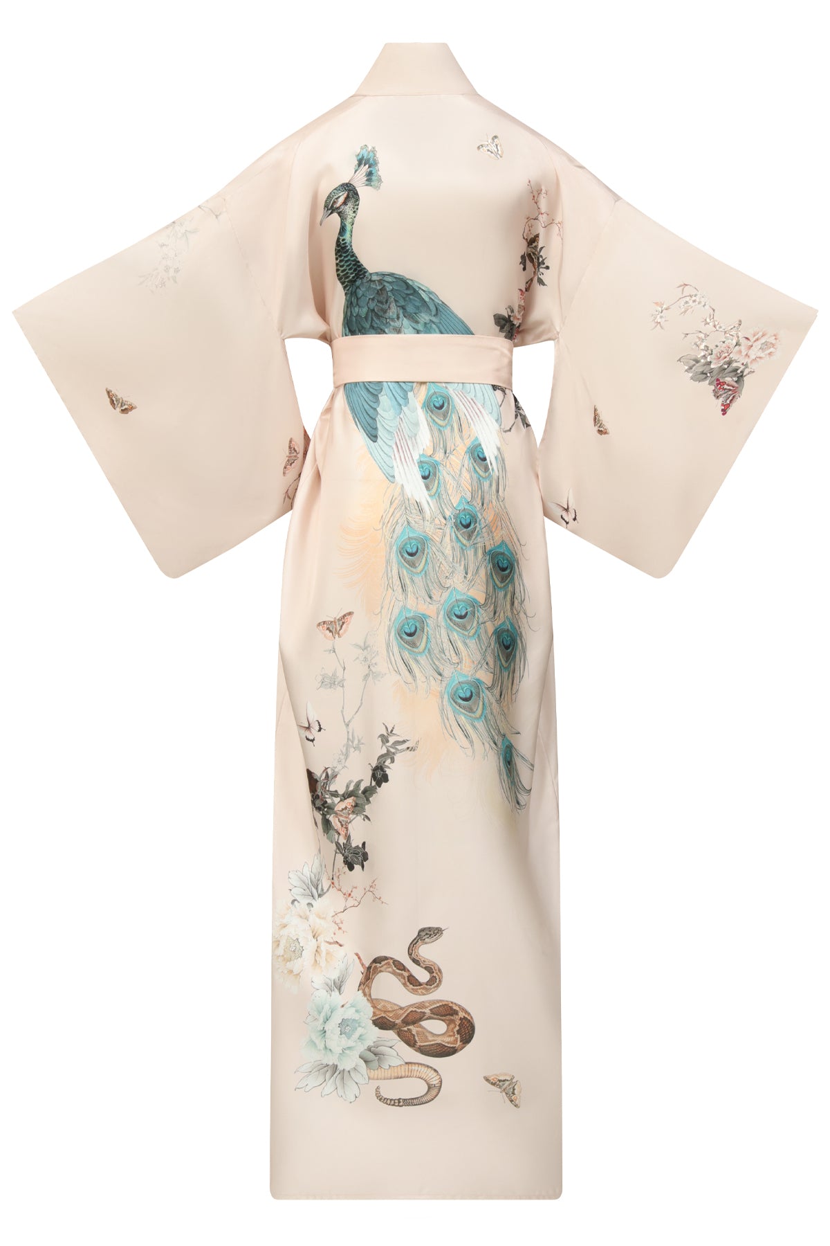 Silk Kimono Dressing Gown Royal Peacock | Pink Kimonos from helenloveday for 345