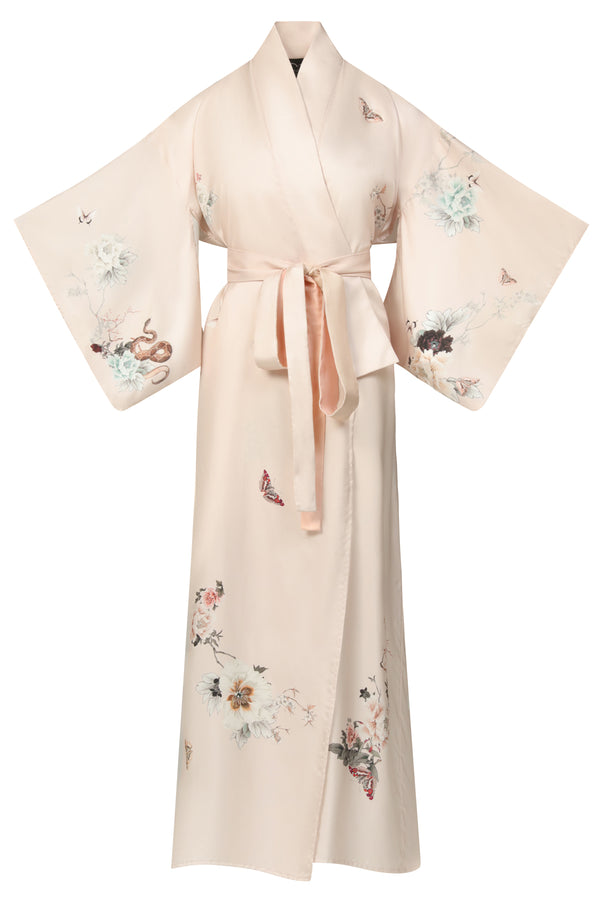 Silk Kimono Dressing Gown Royal Peacock | Pink Kimonos from helenloveday for 345