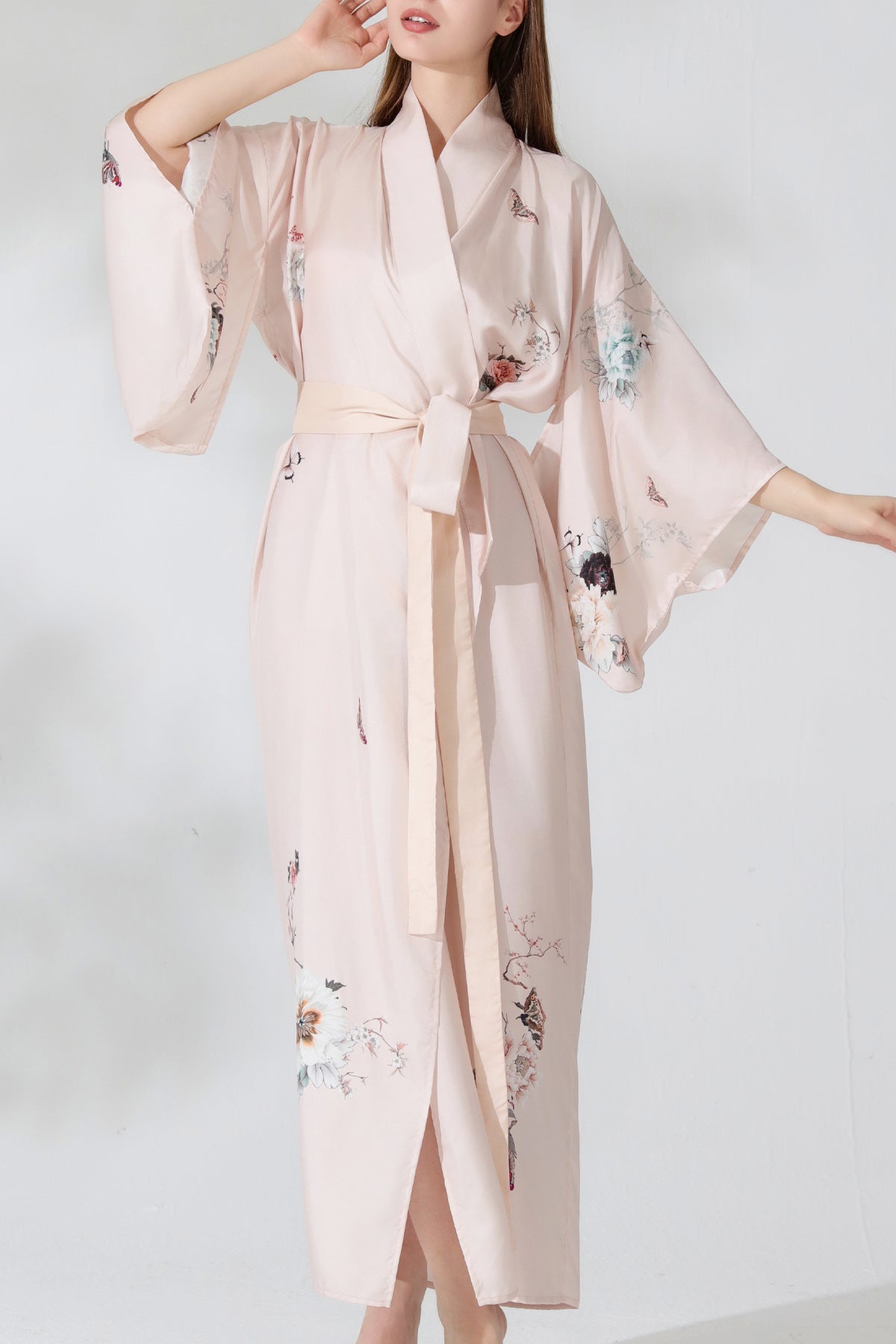 Silk Kimono Dressing Gown Royal Peacock | Pink Kimonos from helenloveday for 345