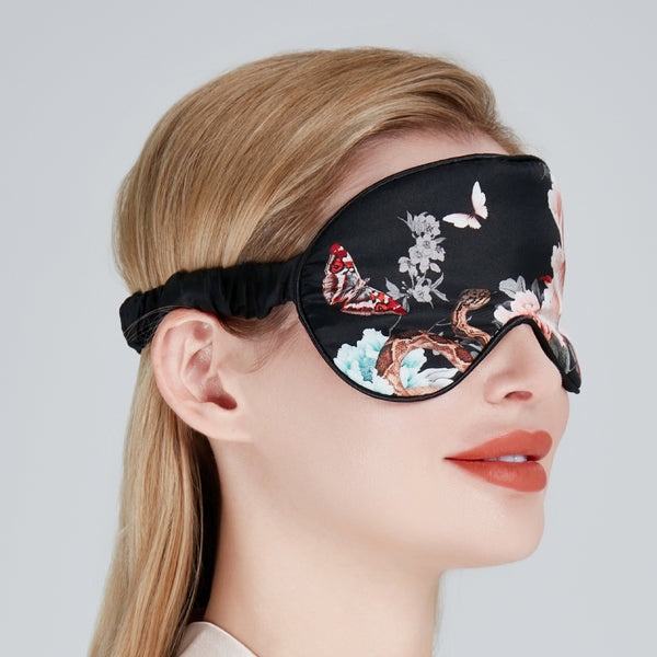 Silk Eye Mask Gift Box Black | Royal Peacock