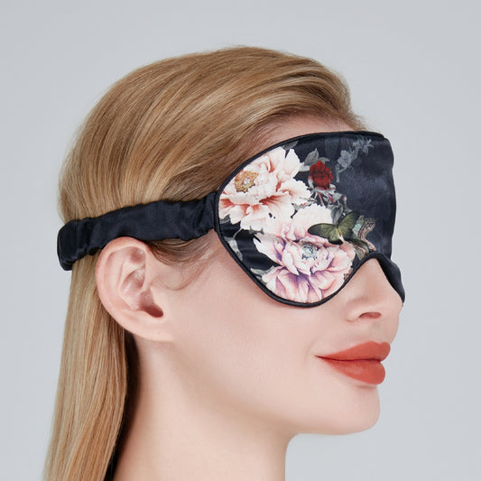 Silk Sleep Mask Black | Fleur Japonaise