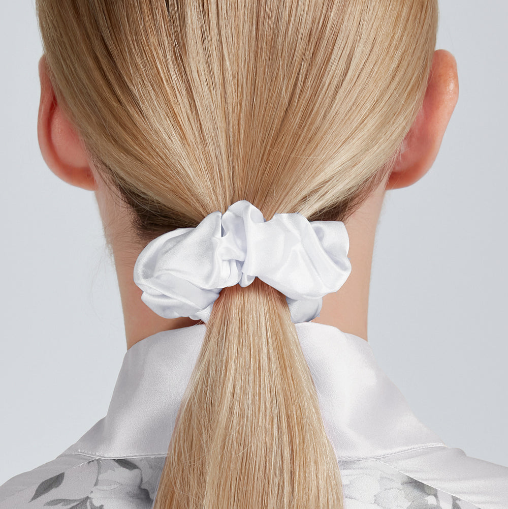 Silk Scrunchie Bridal White