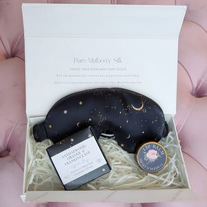 Silk Sleep Gift Set | Luxury Eye Mask, Lip Balm & Soap | Star & Moon