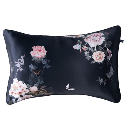 Silk Pillowcase Black | Fleur Japonaise