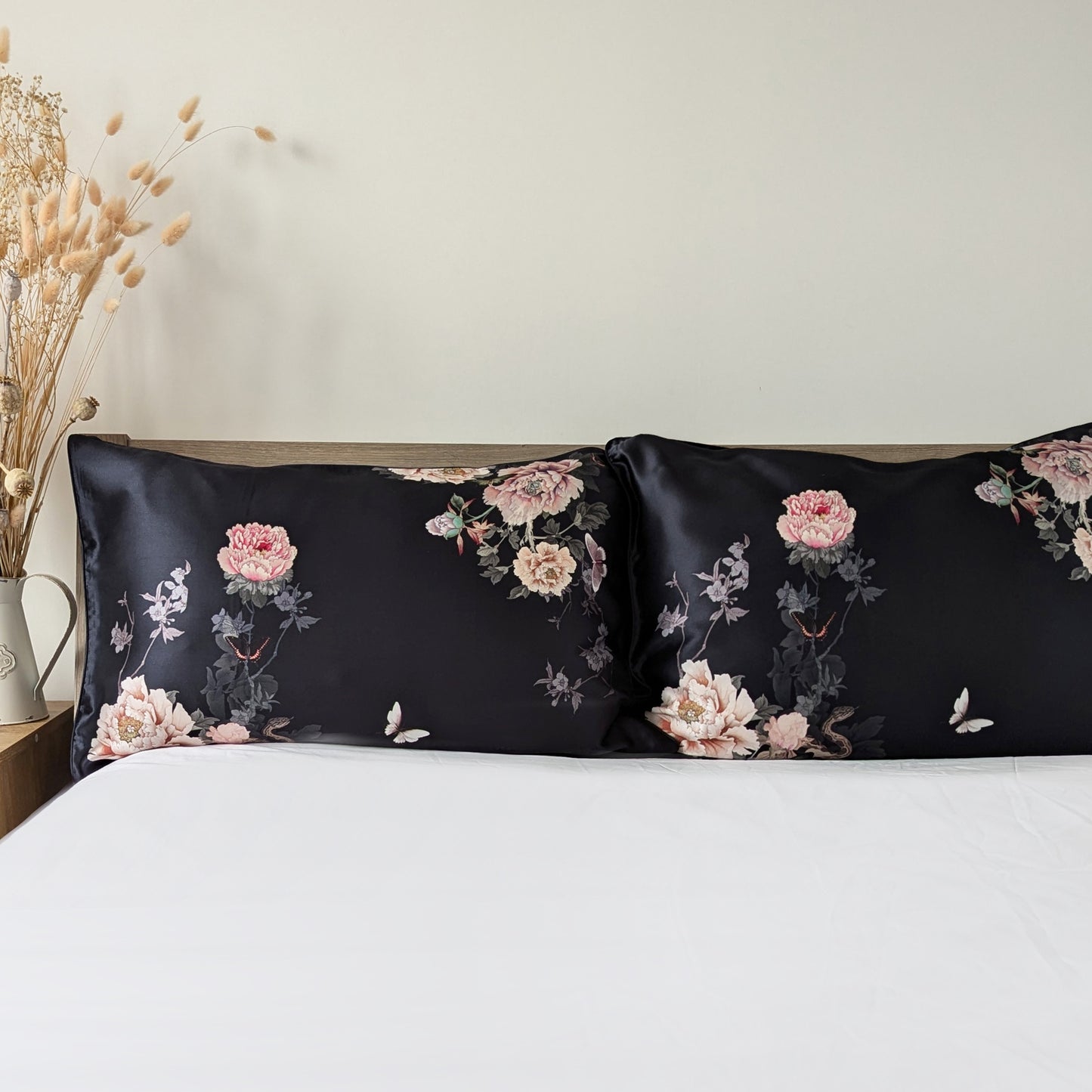 Silk Pillowcase Giftbox Black | Fleur Japonaise