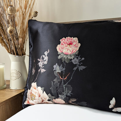 Silk Pillowcase Black | Fleur Japonaise