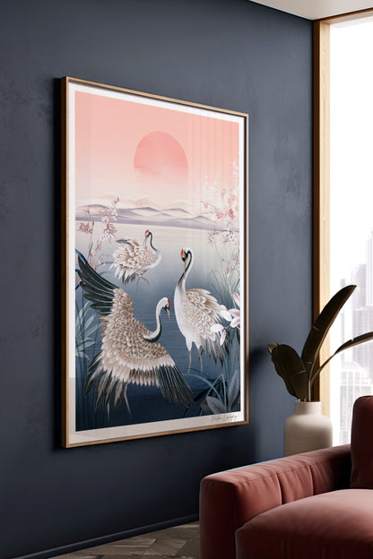 Sunset Crane Giclée Wall Art
