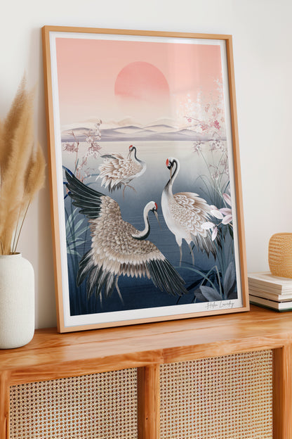 Sunset Crane Giclée Wall Art