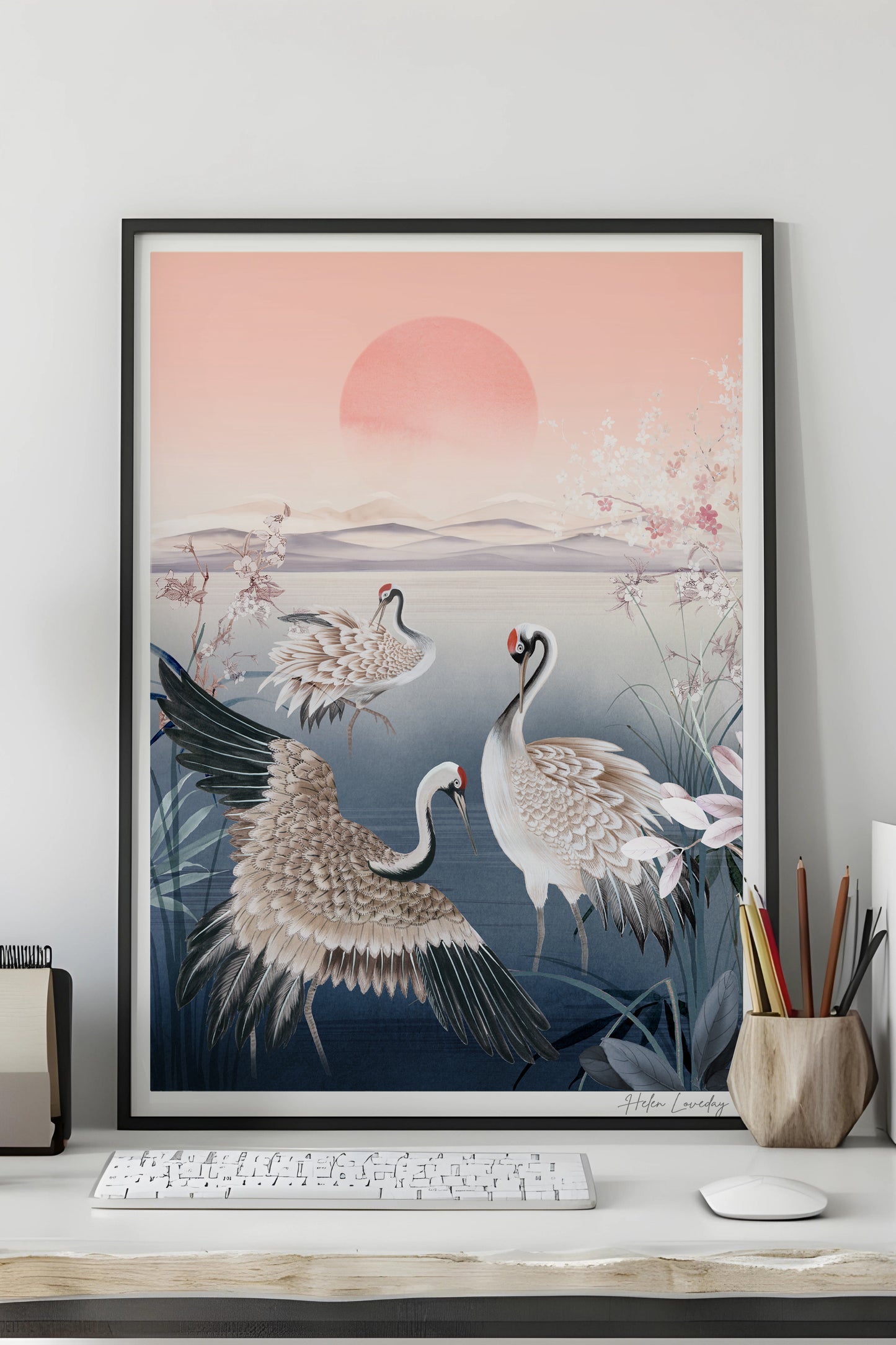 Sunset Crane Giclée Wall Art