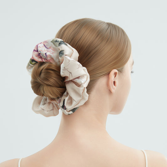 Silk Scrunchie – Oversize | Fleur Japonaise Pink