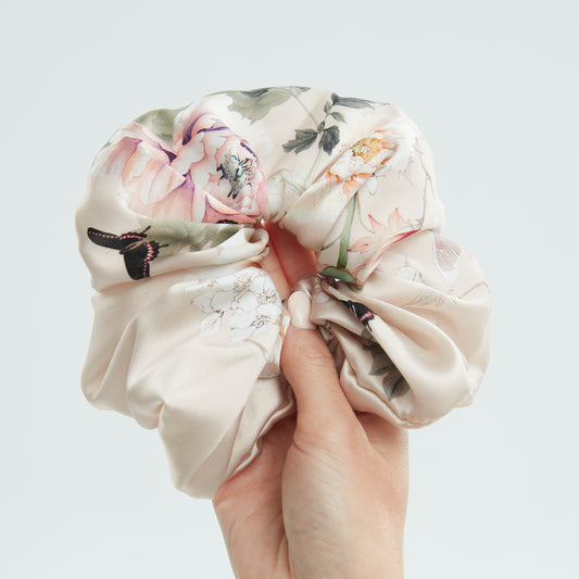 Silk Scrunchie – Oversize | Fleur Japonaise Pink