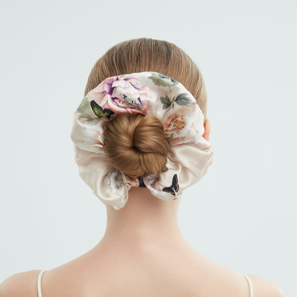 Hair Scrunchie Gift Box | Skinny Pink, Cream, Green | Maxi Fleur Japonaise