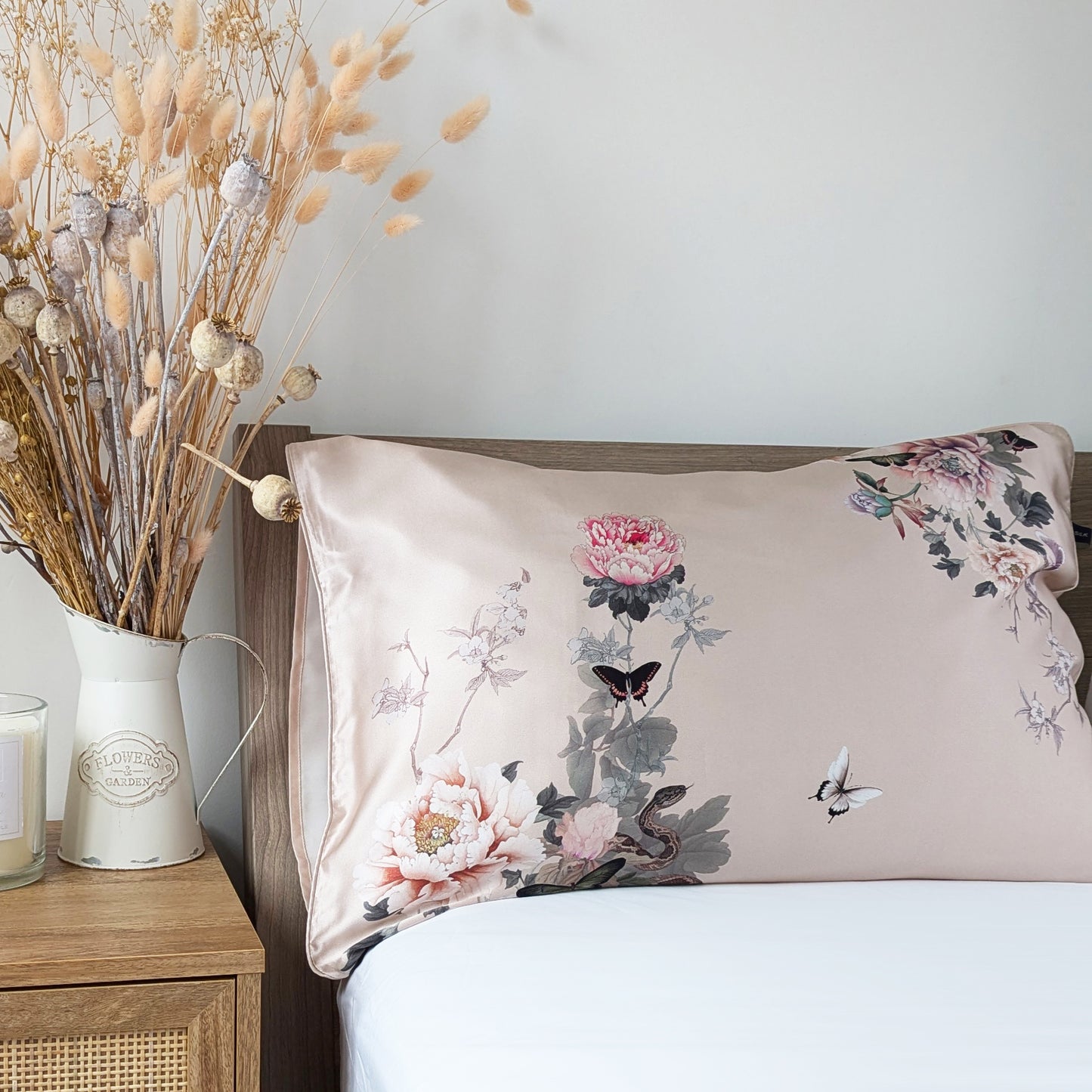 Silk Pillowcase Pink | Fleur Japonaise