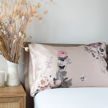 Mulberry Silk Pillowcase Pink | Fleur Japonaise