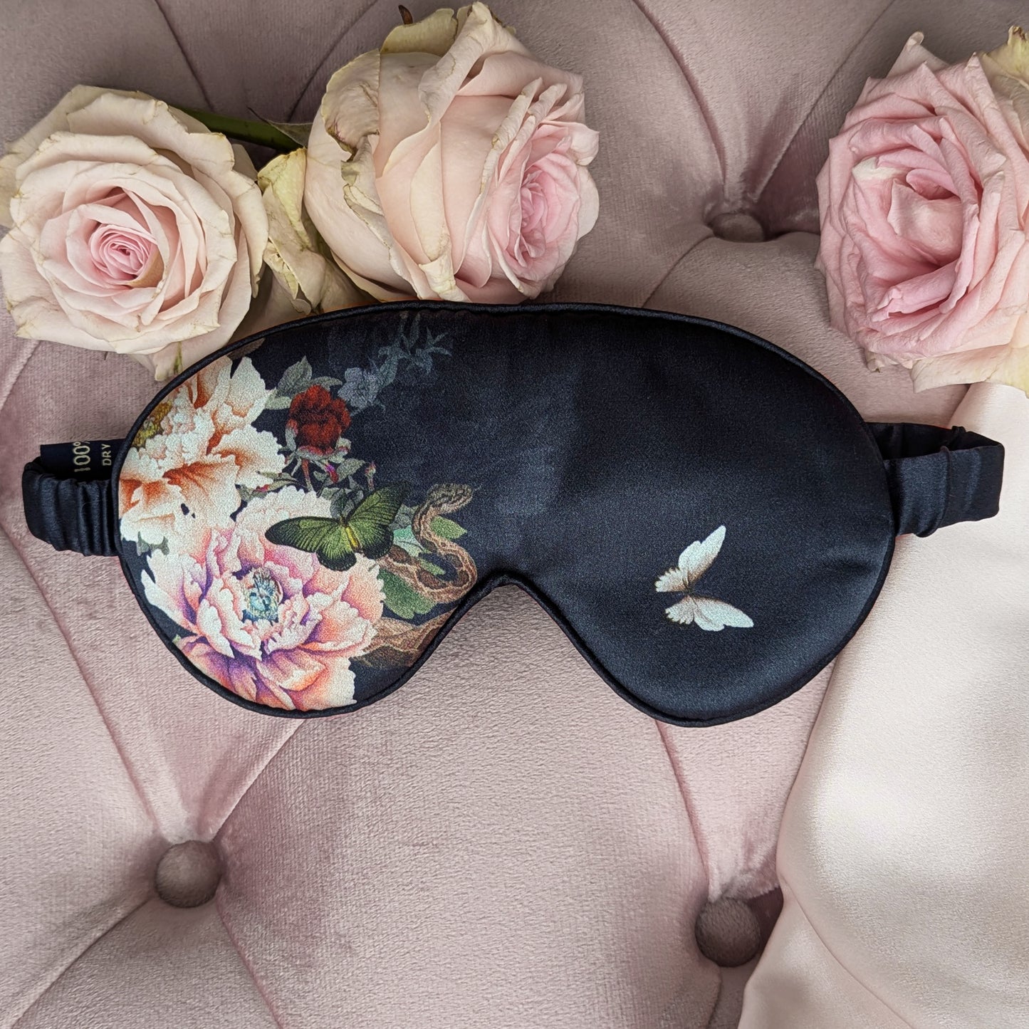 Silk Pillowcase & Eye Mask Giftset Black | Fleur Japonaise