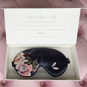 Silk Eye Mask Gift Box Black | Fleur Japonaise