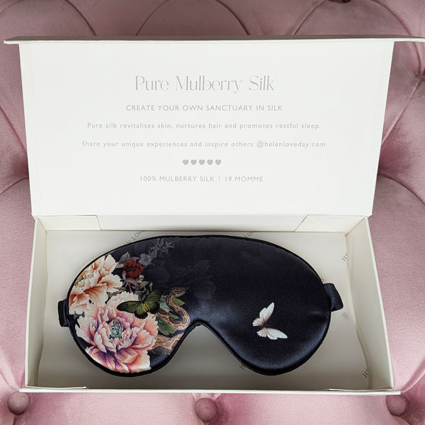 Silk Eye Mask Gift Box Black | Fleur Japonaise