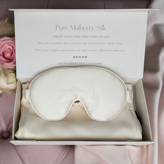 Silk Pillowcase & Eye Mask Giftbox Cream