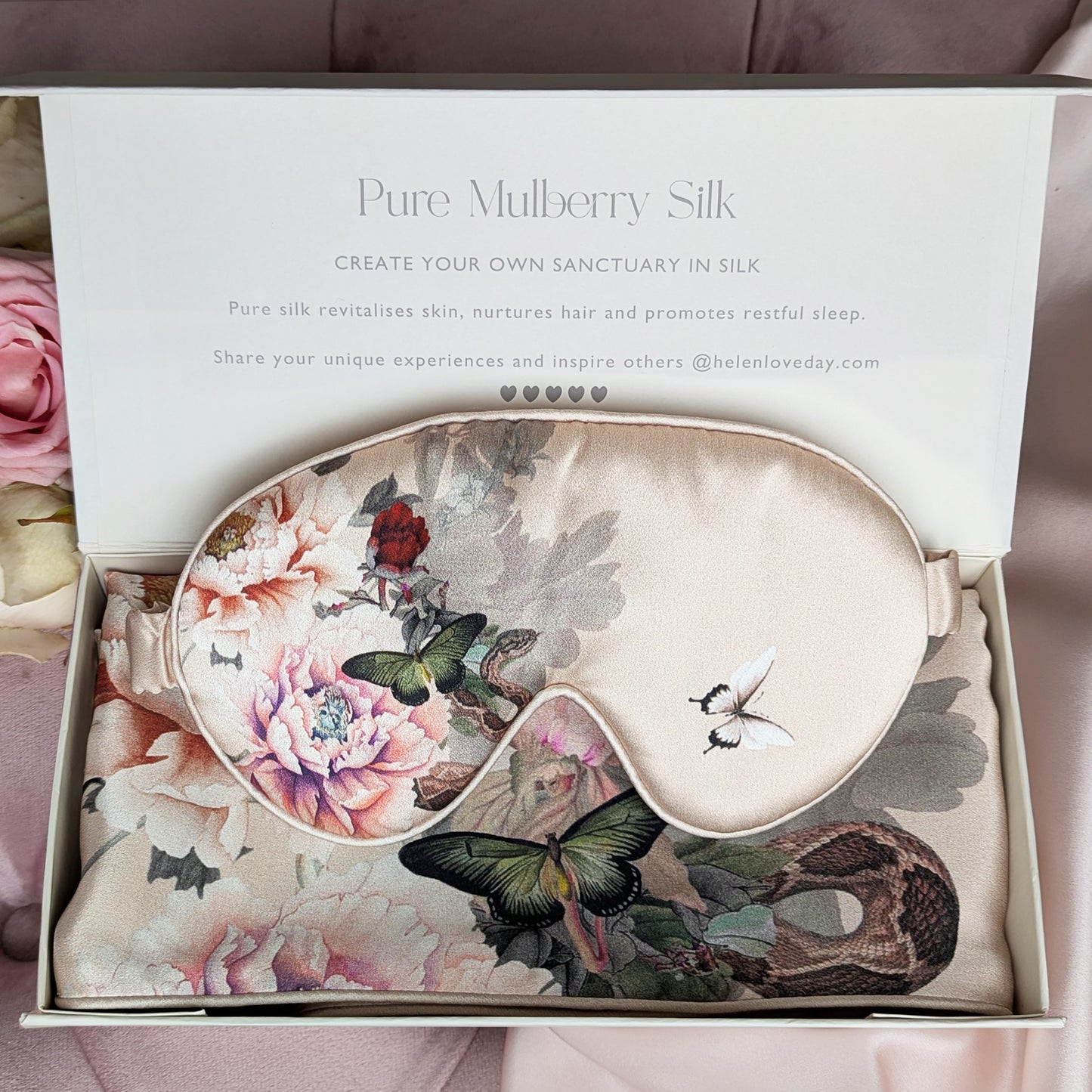 Silk Pillowcase & Eye Mask Giftset Fleur Pink | Japonaise