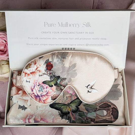 Silk Pillowcase & Eye Mask Giftset Fleur Pink | Japonaise