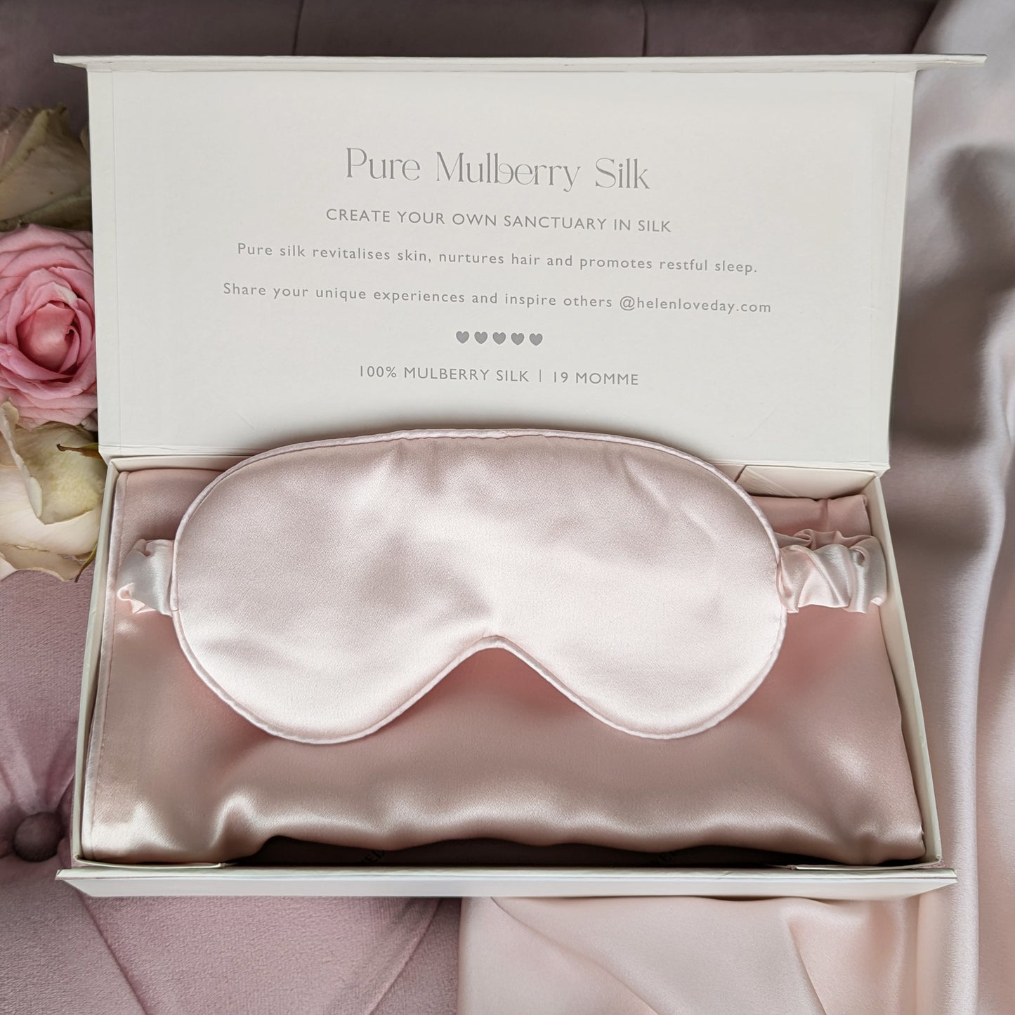 Silk Pillowcase & Eye Mask Giftbox Pink