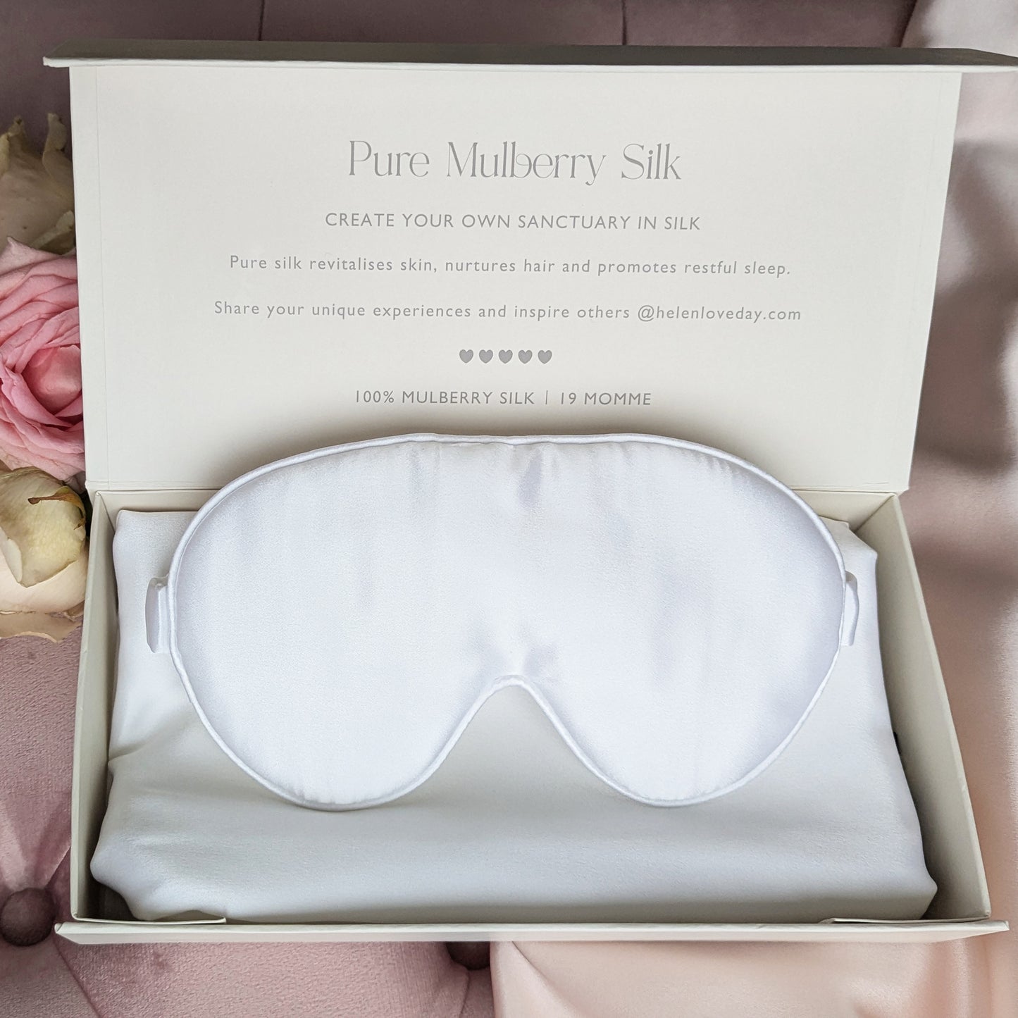 Silk Pillowcase & Eye Mask Giftbox Bridal White