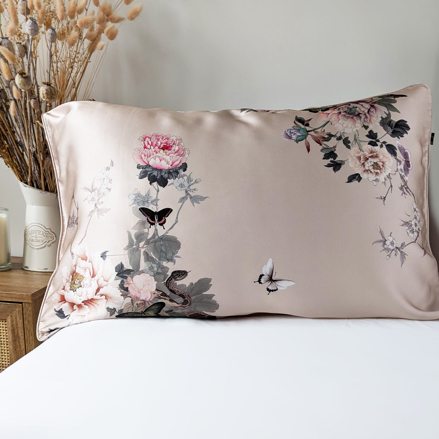 Silk Pillowcase Pink | Fleur Japonaise