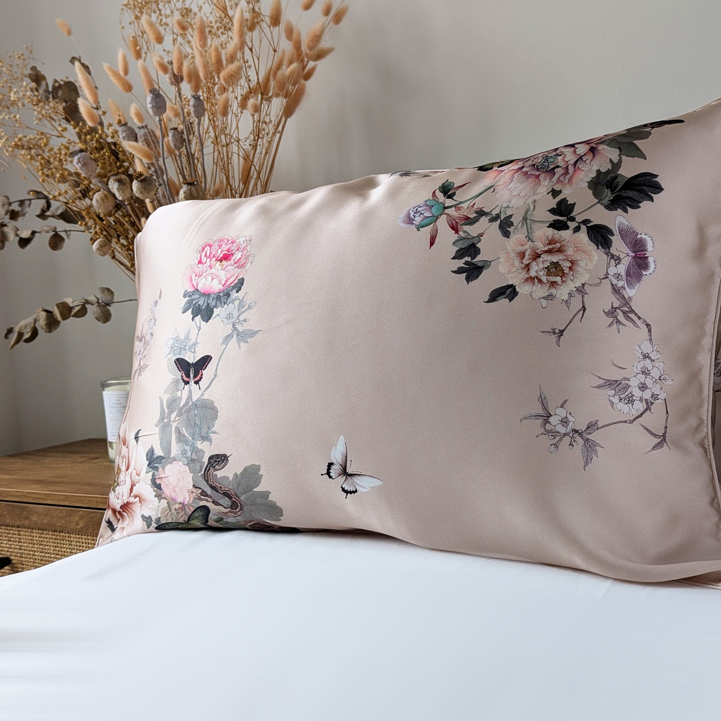 Silk Pillowcase Pink | Fleur Japonaise