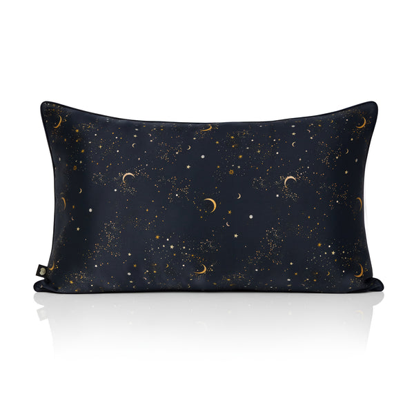 Decorative pillow with celestial pattern on a white background