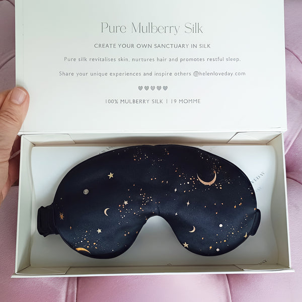 Silk Eye Mask Gift Box Navy | Star & Moon
