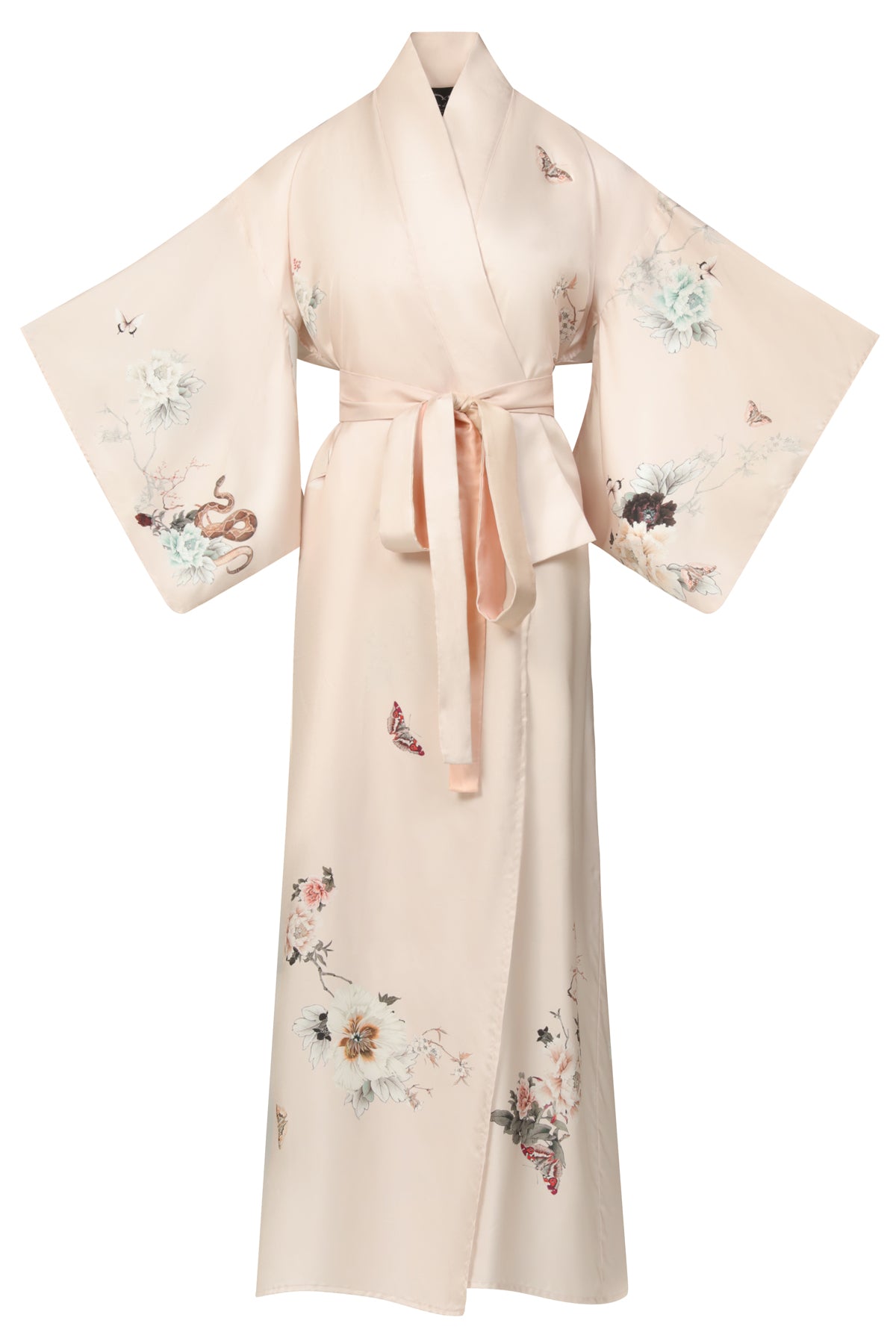 Azure silk long robe