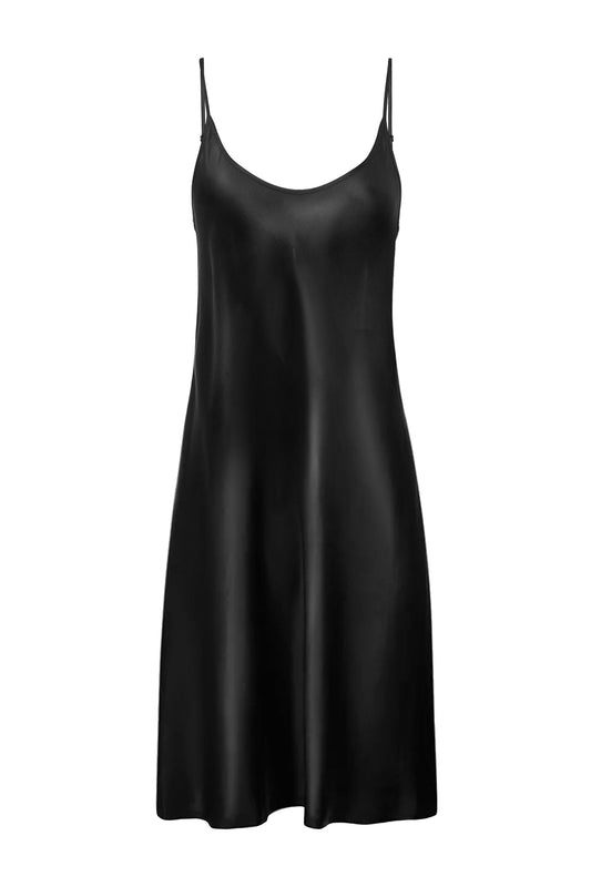 Silk Slip Dress | Nightgown | Black