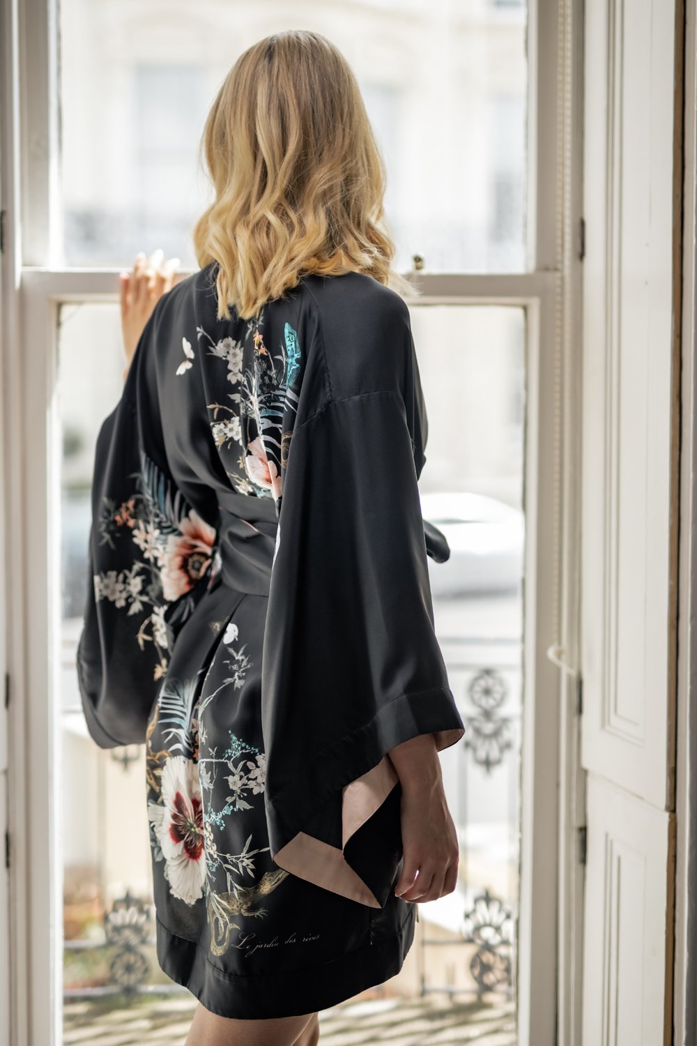 Pure Silk Kimono | Black | Luxury Dressing Gown | Helen Loveday | Garden of Dreams kimono from Helen Loveday for 285