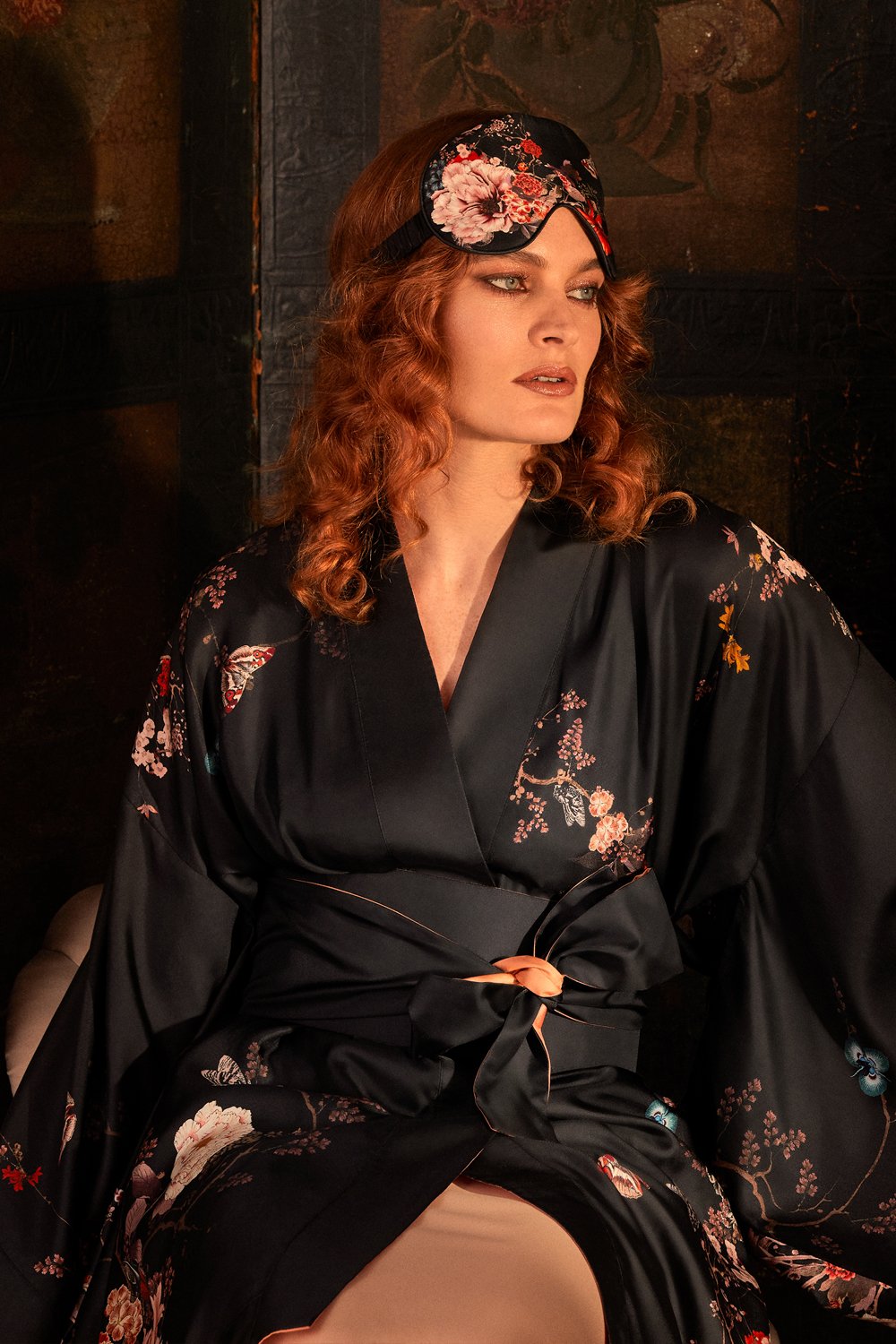 Silk Kimono Dressing Gown | Black kimono from Helen Loveday for 285